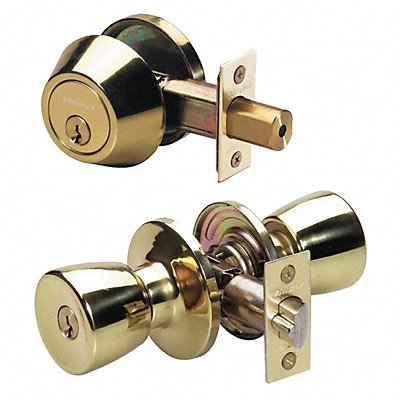 MASTER LOCK TUC0603KA4 Knob Lockset Tulip Style Polished Brass