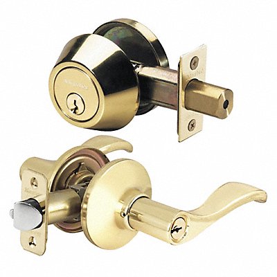MASTER LOCK WLC0603KA4S Lever Lockset Polished Brass Wave Style