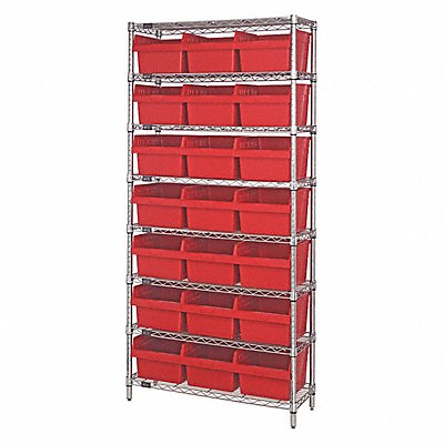 QUANTUM STORAGE SYSTEMS WR8809RD Bin Shelving 36inx74inx12in Red