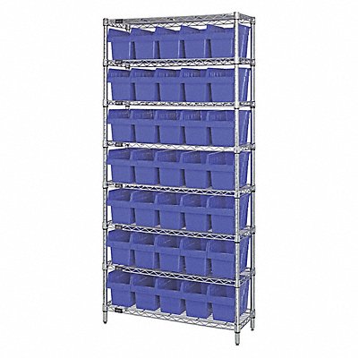 QUANTUM STORAGE SYSTEMS WR8804BL Bin Shelving 36inx74inx18in Blue