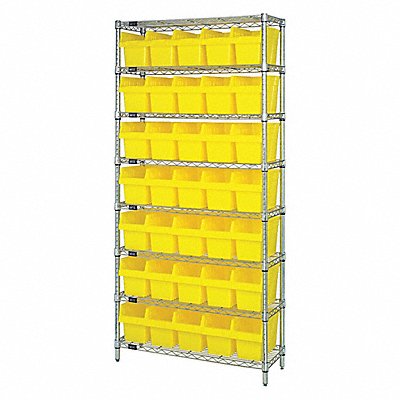 QUANTUM STORAGE SYSTEMS WR8802YL Bin Shelving 36inx74inx12in Yellow