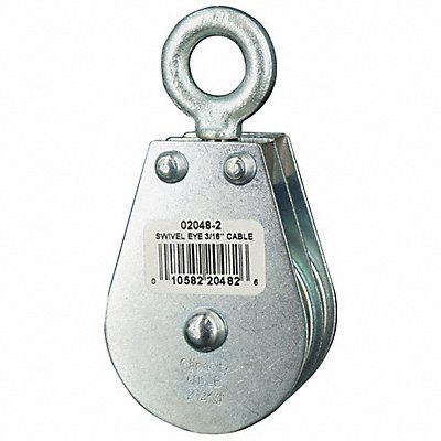 GRAINGER 020482C Pulley Block Swivel Eye 3/16 Rope dia