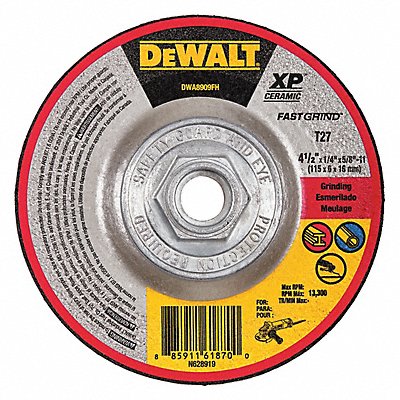 DEWALT DWA8909FH Abrasive Cut Off Wheel 4-1/2 Wheel dia.