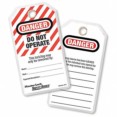 MASTER LOCK 497A Safety Tag 3-1/8 in W Polyester PK12