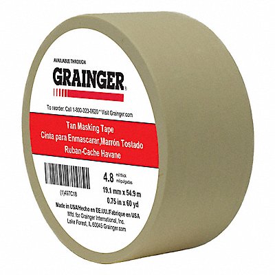 GRAINGER TC106075X60YD Masking Tape 3/4 W 60 yd L Tan