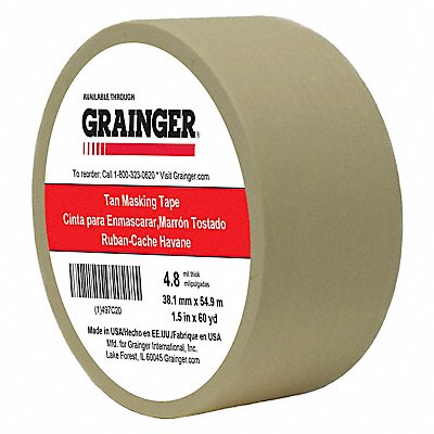 GRAINGER TC10615X60YD Masking Tape 1 1/2 W 60 yd L Tan