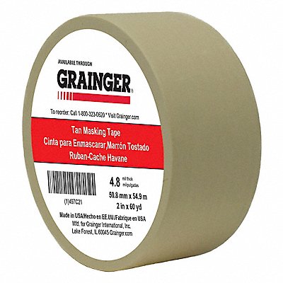GRAINGER TC1062X60YD Masking Tape 2 W 60 yd L Tan