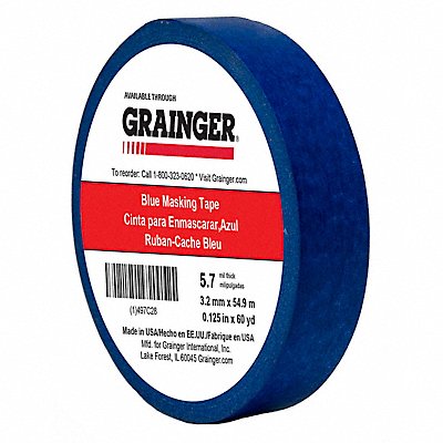 GRAINGER TC270125X60YD Masking Tape 1/8 W 60 yd L Blue