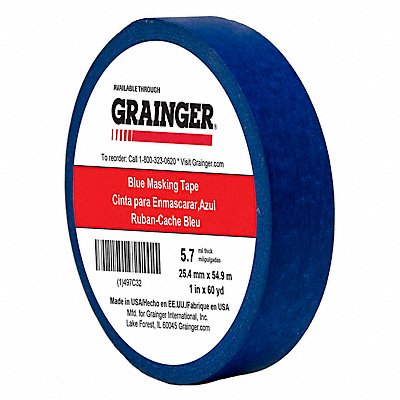 GRAINGER TC271X60YD Masking Tape 1 W 60 yd L Blue