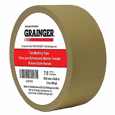 GRAINGER TC4502X60YD Masking Tape 2 W 60 yd L Tan
