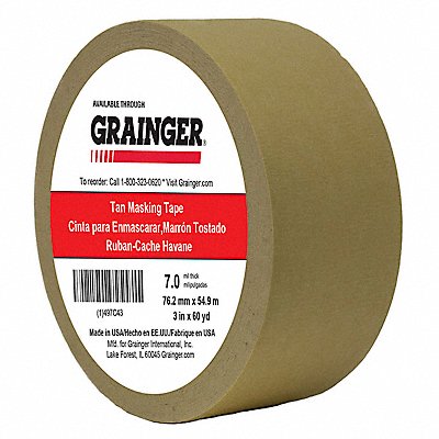 GRAINGER TC4503X60YD Masking Tape 3 W 60 yd L Tan