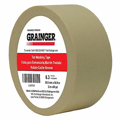 GRAINGER TC6502X60YD Masking Tape 2 W 60 yd L Tan