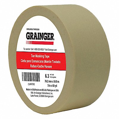 GRAINGER TC6503X60YD Masking Tape 3 W 60 yd L Tan