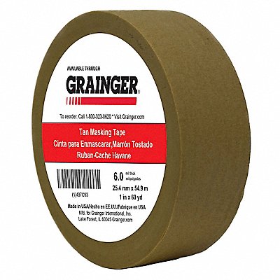 GRAINGER TC971X60YD Masking Tape 1 W 60 yd L Tan