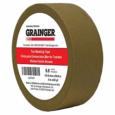 GRAINGER TC974X60YD Masking Tape 4 W 60 yd L Tan