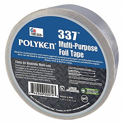 POLYKEN 337 Foil Tape 1 7/8 in x 50 1/4 yd Aluminum