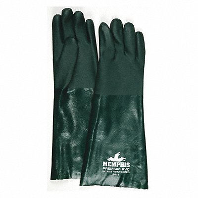 MCR SAFETY 6418 Gloves PVC L 18 in L Jersey PR PK12