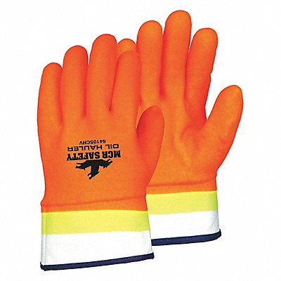 MCR SAFETY 6410SCHV Gloves PVC L 10 in L Safety Cuff PR PK12