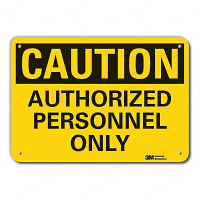 LYLE LCU30299RA14x10 Reflective Auth Person Caution Sign 10x14in Alu