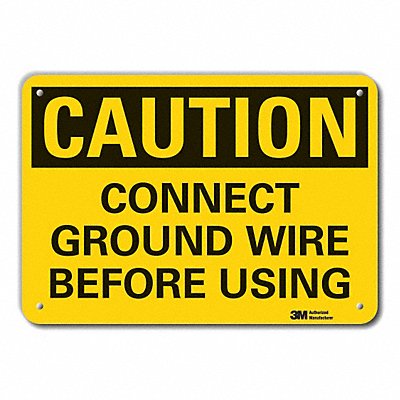 LYLE LCU30339RA14x10 Rflct Grounding Caution Sign 10x14in Alum