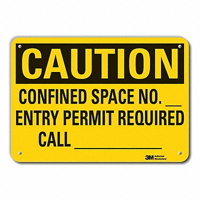 LYLE LCU30425RA10x7 Rflct Confined Space Caution Sign 7x10in