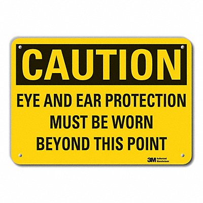 LYLE LCU30431RA14x10 Rflct Eye Ear Caution Sign 10x14in Alum