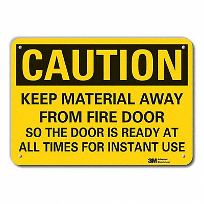 LYLE LCU30479RA14x10 Reflective Fire Door Cautn Sign 10x14in Alum