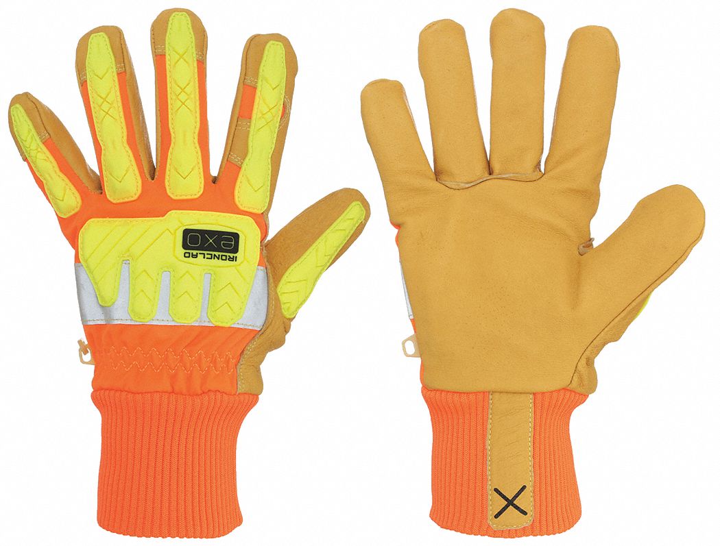 IRONCLAD GEHVIP06XXL Leather Gloves Hi-Viz Orange/Yellow 2XL PR