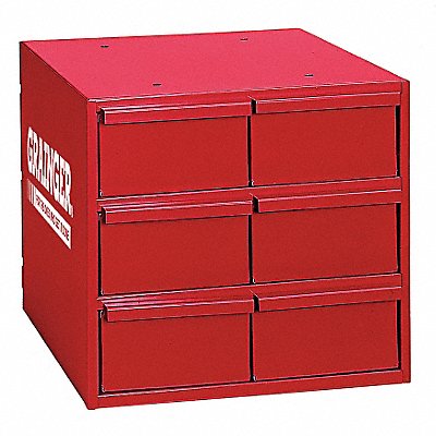 DURHAM MFG 00117S1157 Bin Cab 6RedDrwr Grey 11 H RedDrwr