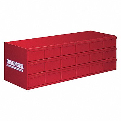 DURHAM MFG 00517S1157 Bin Cab 18RedDrwr Grey 11 H RedDrwr