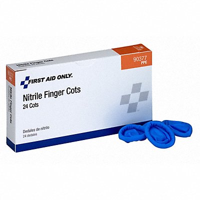 FIRST AID ONLY 90377 Powder Free Finger Cots Blue PK24