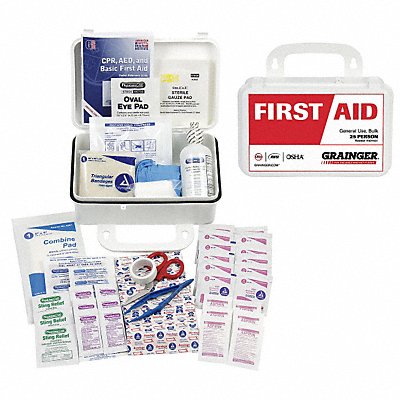 GRAINGER 54629 First Aid Kit w/House 106pcs 3x5 WHT