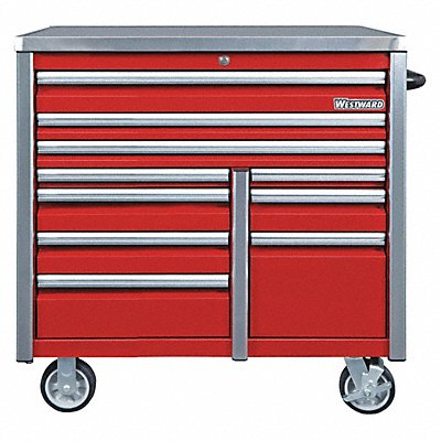 WESTWARD 49NR88 Rolling Tool Cabinet Red Ind Prem Duty