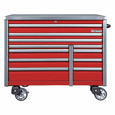 WESTWARD 49NR90 Rolling Tool Cabinet Red Ind Prem Duty