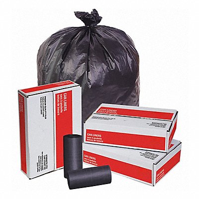 GRAINGER 49P436 Garbage Bags 60 gal Black PK150