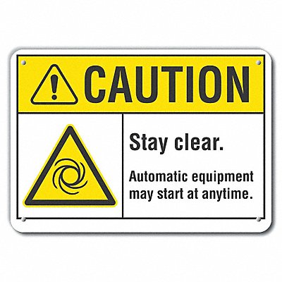 LYLE LCU30008RA14x10 Rflct Stay Clear Caution Sign 10x14in Alum
