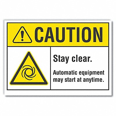 LYLE LCU30008RD5x35 Stay Clear Caution Reflective Label 3.5inx5in