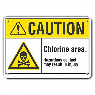 LYLE LCU30012RA14x10 Rflct Chlorine Caution Sign 10x14in Alum
