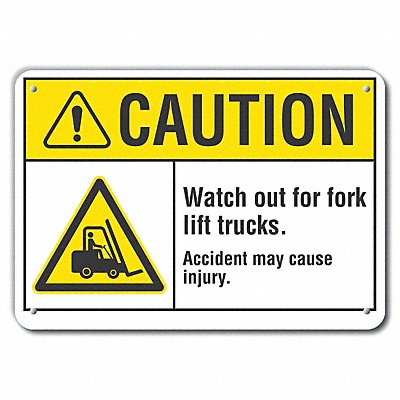 LYLE LCU30013RA14x10 Reflective Lift Truck Trfc Caution Sign 10x14in