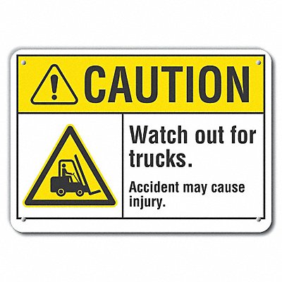 LYLE LCU30015RA14x10 Reflective Lift Truck Trfc Caution Sign 10x14in