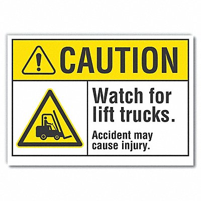 LYLE LCU30016RD7x5 Lift Truck Trfc Caution Reflective Label 5x7in