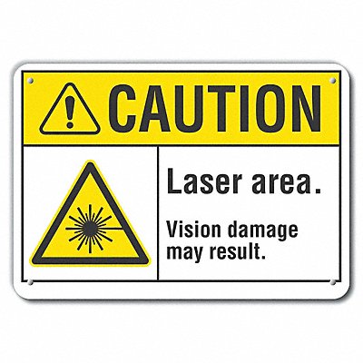LYLE LCU30026RA14x10 Rflct Laser Area Caution Sign 10x14in Alum