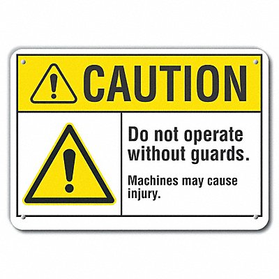 LYLE LCU30031RA14x10 Rflct Machine Guard Caution Sign 10x14in