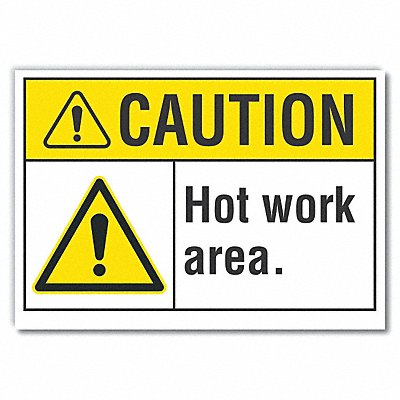 LYLE LCU30039RD5x35 Hot Work Area Caution Reflective Lbl 3.5x5in