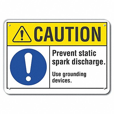 LYLE LCU30050RA14x10 Reflective Grounding Caution Sign 10x14in Alum