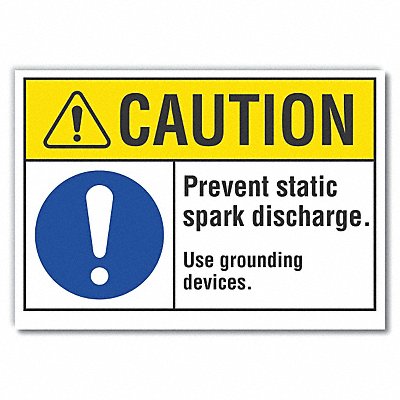 LYLE LCU30050RD10x7 Grounding Caution Reflective Label 7inx10in