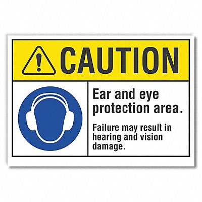 LYLE LCU30053RD5x35 Eye  Ear Caution Reflective Label 3.5inx5in