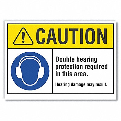 LYLE LCU30056RD7x5 Hearing Caution Reflective Label 5inx7in