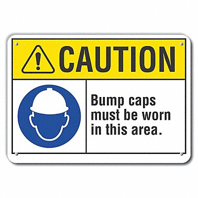 LYLE LCU30066RA14x10 Reflective Hard Hat Caution Sign 10x14in Alum