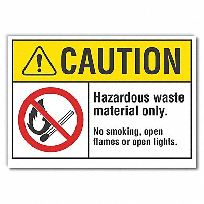 LYLE LCU30075RD5x35 Hazardous Waste Caution Reflective Label 3.5x5in